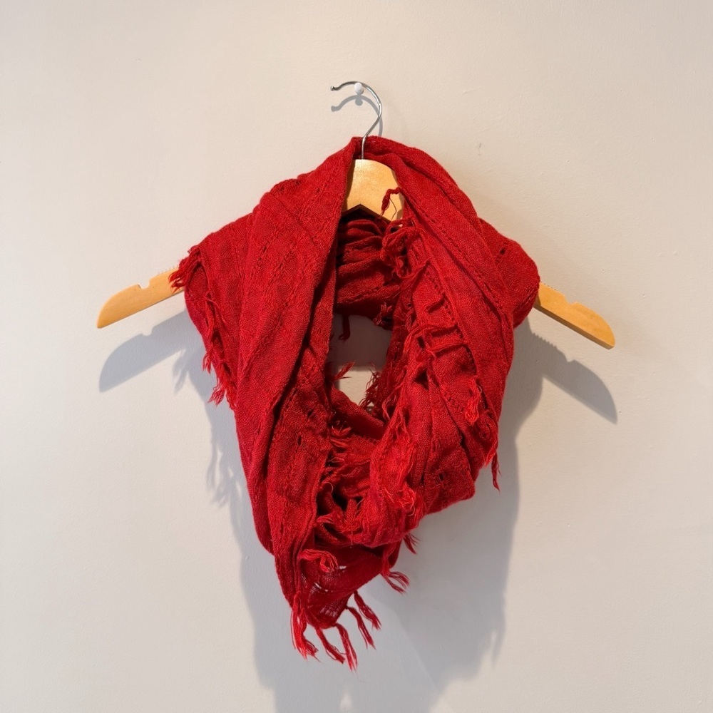 Red Tassel Infinity Scarf